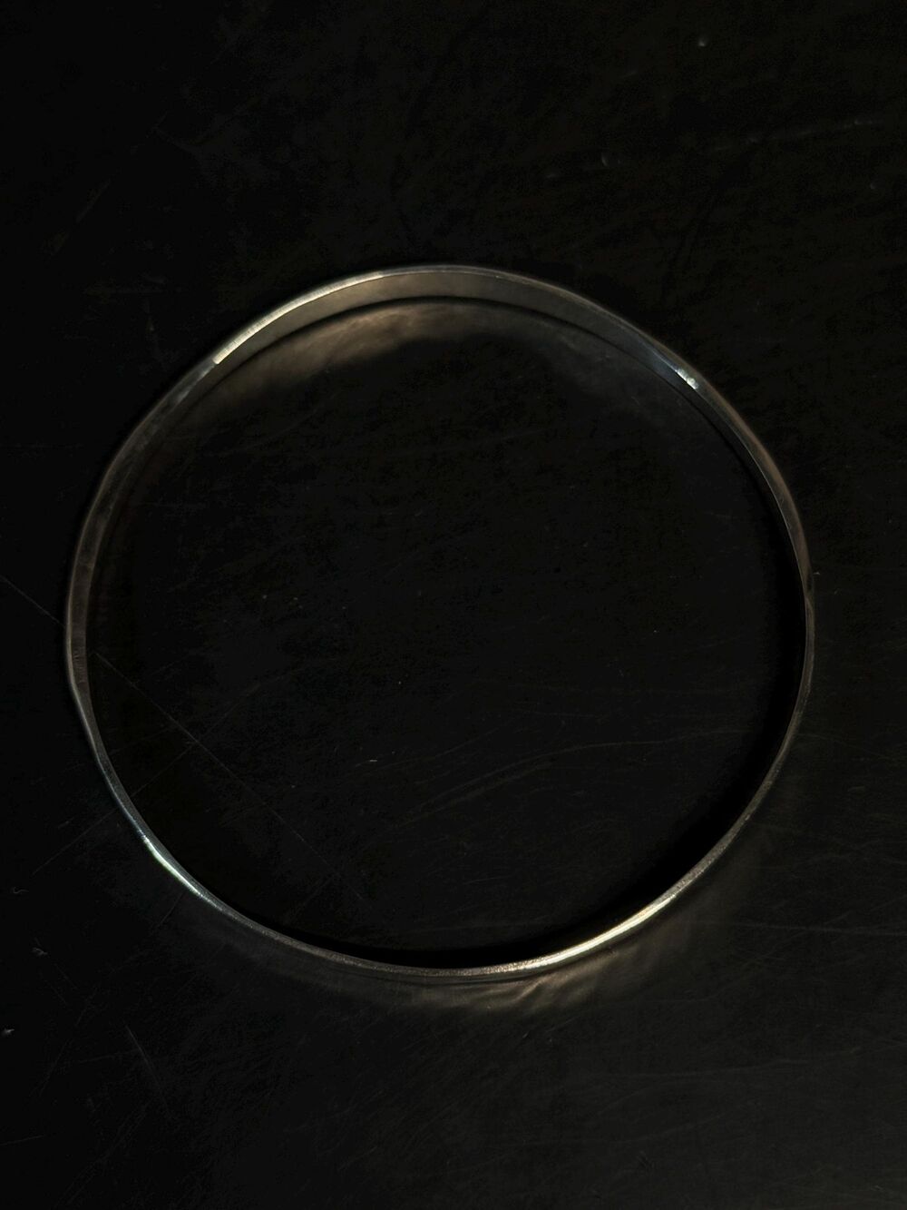 Vintage Sterling Silver Bangle Bracelet Hammered Minimalist Size 7